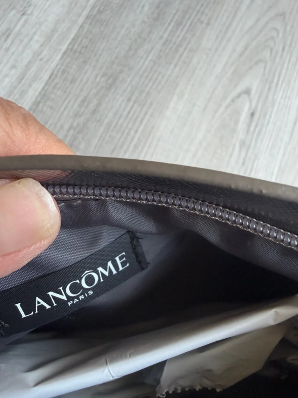 Lancôme Paris Metallic Bronze Cosmetic Bag Makeup Pouch Travel Clutch